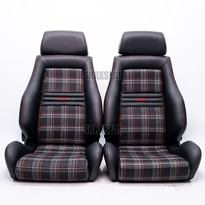 【1 PAIR!】AUTHENTIC RECARO LSB VW GTI RED TARTAN Very Good Condition • $2400