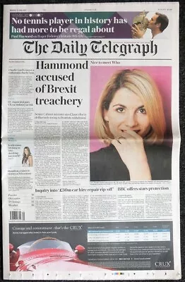 £19.99 • Buy Daily Telegraph Newspaper 17 July 2017 . New Doctor Who - Jodie Whittaker Cover