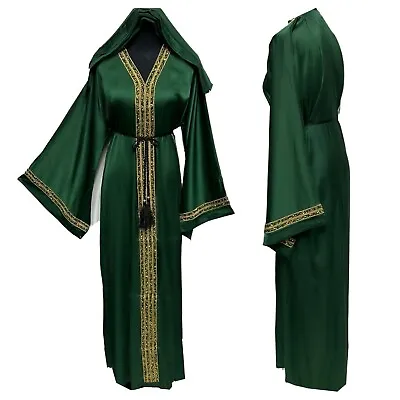 Luxury Satin Women Stone Work Abaya Jalabiya Arab Long Dress • £55.99