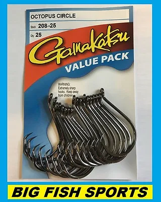 GAMAKATSU #208 OCTOPUS CIRCLE HOOK 25 HOOKS Value Pack NEW! PICK YOUR SIZE!  • $17.99