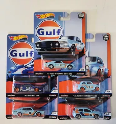 Hot Wheels Gulf 5 Car Set 2019 Car Culture Mustang Nissan Fiat Vw McLaren . • $99.90