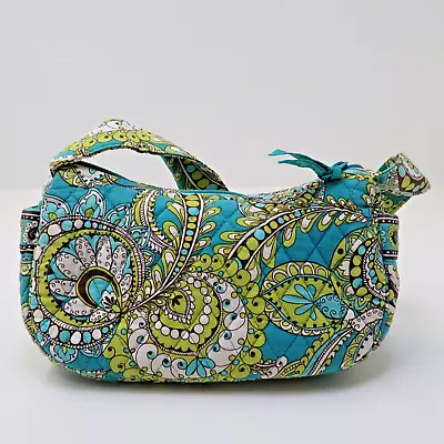 Vera Bradley Medium Purse Shoulder Bag Blue Green Paisley Floral Pattern Retired • $13