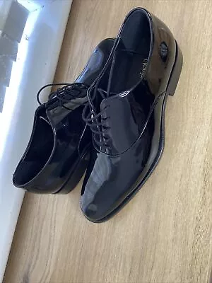 Loake Black Patent Leather Dress Shoes ~ UK 10 ~ F Fit / Leather Sole ~ GLOSSY • £100