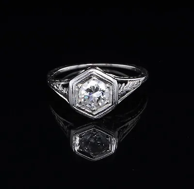 Antique 18ct Gold 0.50ct H Si Old Cut Diamond Solitare Ring Size K1/2 Val $6780 • $2181.13