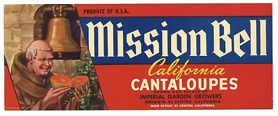 MISSION BELL Vintage Melon Crate Label Monk Cantaloupe ***AN ORIGINAL LABEL*** • $3.99