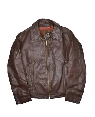 Vintage Cooper Leather Jacket Mens 42 Brown Flight Bomber Faux Fur Lined • $63.70