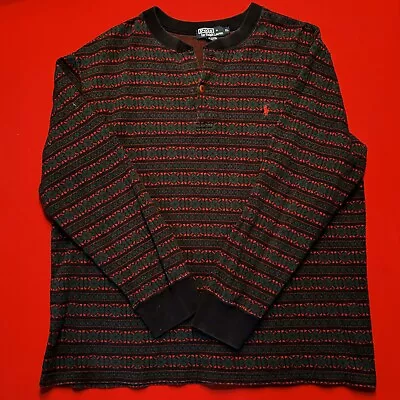 Polo Ralph Lauren XL Fair Isle Henley Button Sweater Ski Aztec Vintage READ • $21