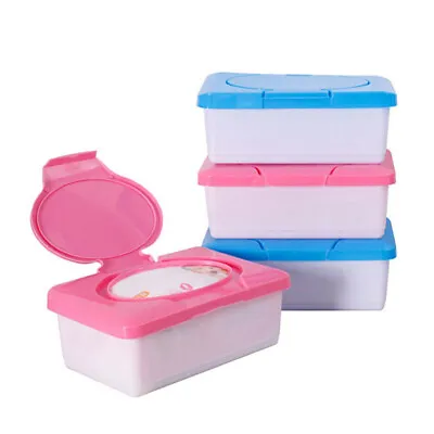 Wet Wipes Dispenser Holder Tissue Storage Box Case W/ Home Office Lid Blue Pink • £5.69