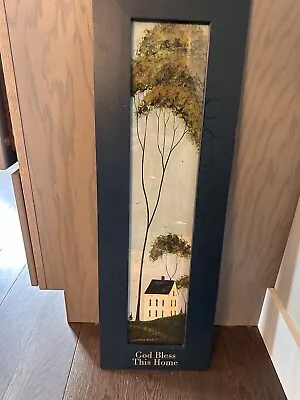WARREN KIMBLE Americana Folk Art FARMHOUSE TREES Framed Picture 29.5  X 8.25  • $38