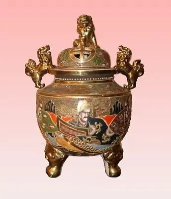 $885 • Buy Antique Japanese Vase Satsuma Burning Essence Porcelain Asian Rare Old Lid 1800s