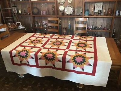 $395 • Buy Antique Quilt....Nine Block….Lone Star…..Handstitched