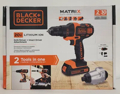 BLACK+DECKER 20V MAX* Matrix Cordless Drill Combo Kit 2-Tool (BDCDMT120IA) • $99.99