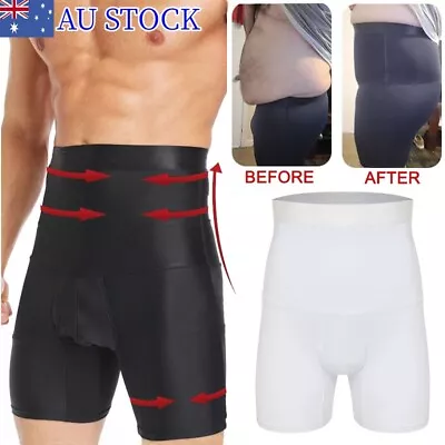 Men Compression High Waist Boxer Shorts Body Shaper Girdle Pants Briefs Slimming • $29.79