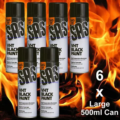 VHT Black Spray Paint Large 500ml X 6 Very High Temperature Exhaust-Stove-BBQ • $69.42