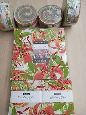 Carolina Lillies Moda. 100% Cotton.  Jelly Roll Layer Cake & Charm Pack • £14.50