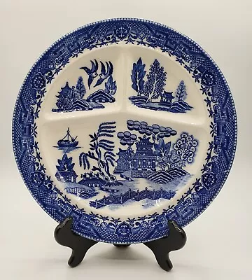 Occupied Japan Early Blue Willow Grill Plate Moriyama Divided 10.25  Ceramic • $25.92