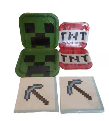 MINECRAFT Theme Kids Birthday Party Supplies Plates And Napkins Brand New • $19.99
