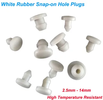 White Rubber Snap-on Hole Plugs 2.5mm-14mm Blanking End Caps Seal Stopper Covers • £13.79