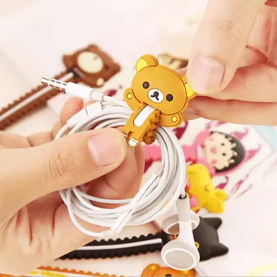 2 Cute Earphone Winder Headphone Wrap Wire USB Cable Organizer Holder Bday Gift  • £1.99