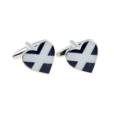 Saltire Scottish Cross Of St Andrew Heart Cufflinks X2BOCH010 • £9.99