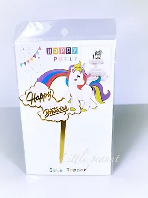 $2.50 • Buy 1x Rainbow Unicorn Cloud Happy Birthday Cake Topper Baby Shower Party Decoration