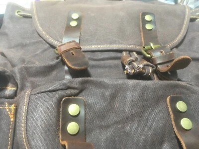 £49.14 • Buy Waxed Canvas, Oil Cloth, And Thick Leather,Lots Of Pockets, Brown,Brass Fittings