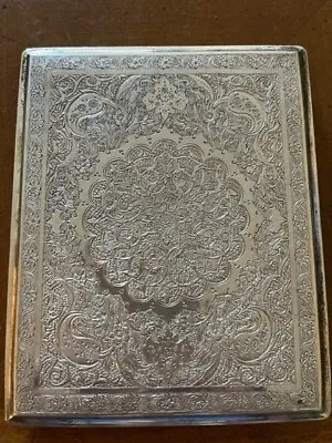 Antique Rare Sterling Silver Persian Qajar Cigarette Case 4 1/2  X 3 1/2  • $420