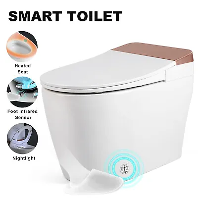 Smart Toilet One Piece Heat Seat Foot Sensor Auto Flush Night Light • $303.99