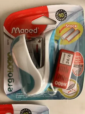 2x Maped Ergologic Pocket Stapler 400 Staples Message The Colour You Would Like • £2.75