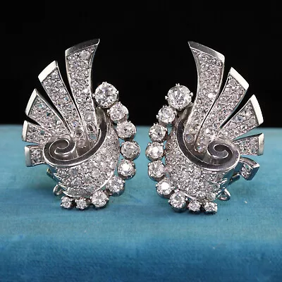 14K White Gold 2.62 Ct Cubic Zirconia Vintage Art Deco Antique Wedding Earrings • $185.69