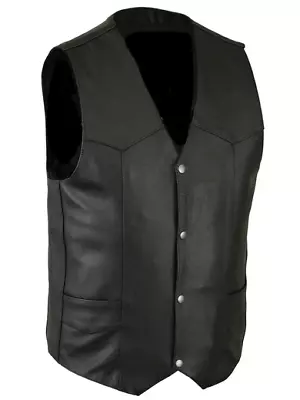 Men's Classic  Motorcycle Biker Leather Vest Concealed Carry • $32.99