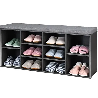 £55.99 • Buy Wooden Shoe Bench Shoe Storage Rack Cabinet Organizer Seat Cushion Hallway Stand