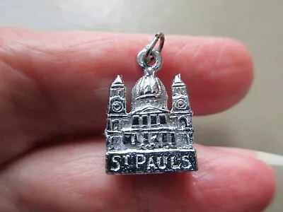 Vintage Silver Tone London Souvenir Lucky Charm St Pauls Uk Fob Pendant Necklace • £14.99