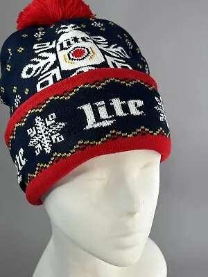 Miller Lite Beer Knit Holiday Stocking Cap Hat Ugly Christmas Sweater Theme • $11.20