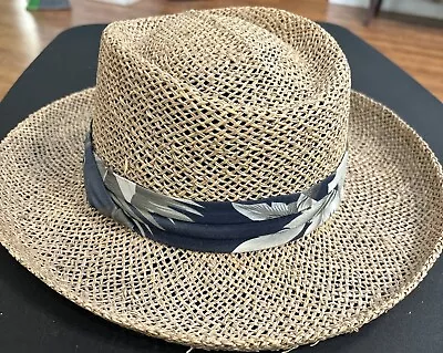 EUC Vintage Original Panama Jack Straw Hat Floral Tropical Band Men's Size L/XL • $23.99