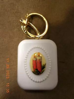 Vintage Sankyo Music Box Keychain Xmas Candles Beige  Silent Night  (see Video) • $20