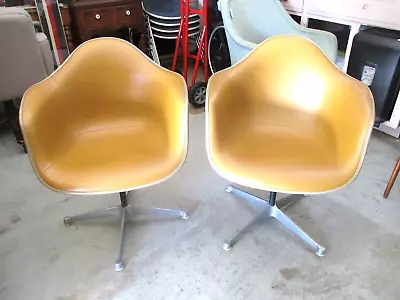 Pair 1970 Charles Eames For HERMAN MILLER Upholstered SHELL ARMCHAIRS Chair MCM • $895