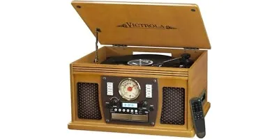 Victrola 8-in-1 Bluetooth Record Player And Multimedia Center Stereo Speakers • $115