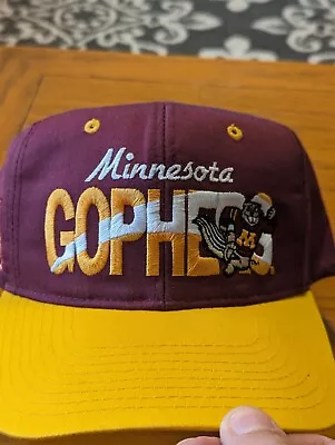 Vintage 90s Minnesota Gophers #1 Apparel Snapback Hat Maroon And Gold • $24.99