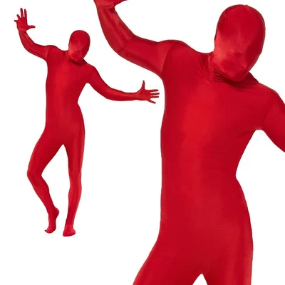 £20.49 • Buy Mens Second Skin Red Bodysuit Full Body Lycra Fancy Dress Party Costume M-XL