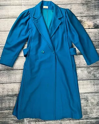 Vintage Jill Jr Wool Pea Coat Womens Blue Trench Coat Medium Large Peacoat • $27.88