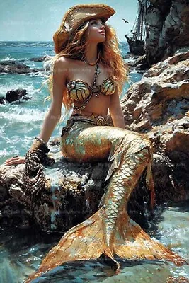 MERMAID FINE ART PRINT Decor Pirate Siren Poster Magical Ocean Artwork C799 • $7.95