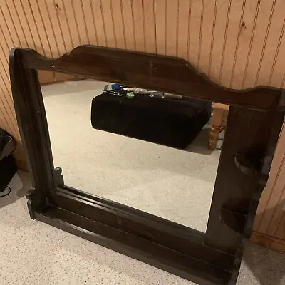 Wood Fireplace Mantel Dresser Mirror W/ Knick Knack Shelf 42.5 X 37 X 5.5” Dark • $100