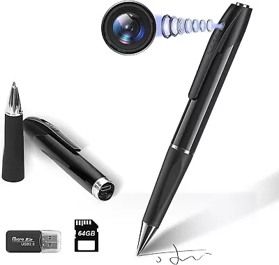 64GB Spy Camera With Video FHD Pen Mini Body Cam Video Recorder Secret Wearable • $57.95