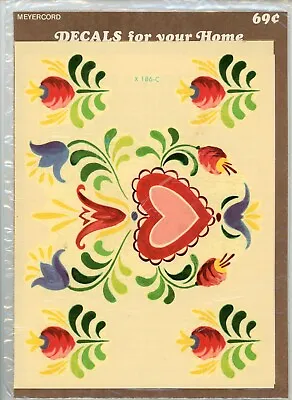 Vintage Meyercord Decals Hearts Floral #X 186-C 5/sheet 1970s • $13.99