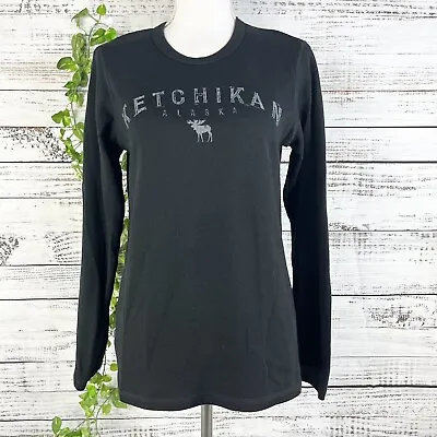 Tommy's Designs Shirt Medium Black Gray Ketchikan Alaska Ribbed Knit Moose • $19.97