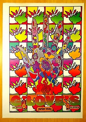 2 Peter Max Psychedelic Posters GLOVES - LOVE & Siblings + TITLE Page MOD 1970 • $19.99