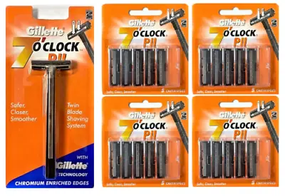 Gillette 7 O'Clock Trac II Razor Handle Clean Shaving With 20 Cartridges • £22.12