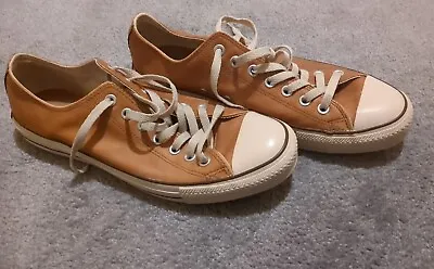 Converse All Stars UK Size 10 Tan LEATHER Lo Tops - Excellent Condition  • £25
