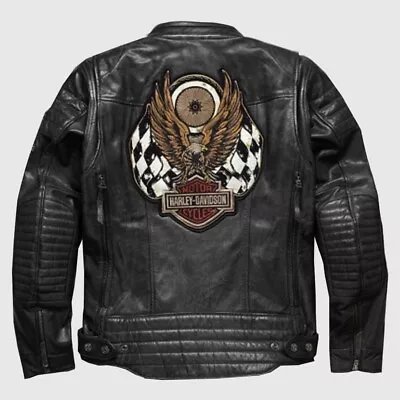 Harley Davidson Men’s Flying Eagle Motorcycle Jacket Real Cowhide Leather Jacket • $209.90